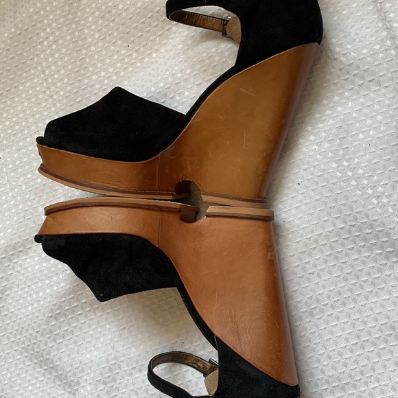 Sam Edelman Leather and Suede high Wedges 8.5 black - Picture 6 of 11